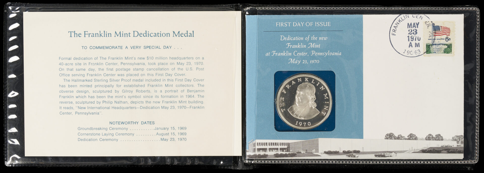 Lot 1293: 1973 Franklin Mint Calendar Silver Medallion, Original Box