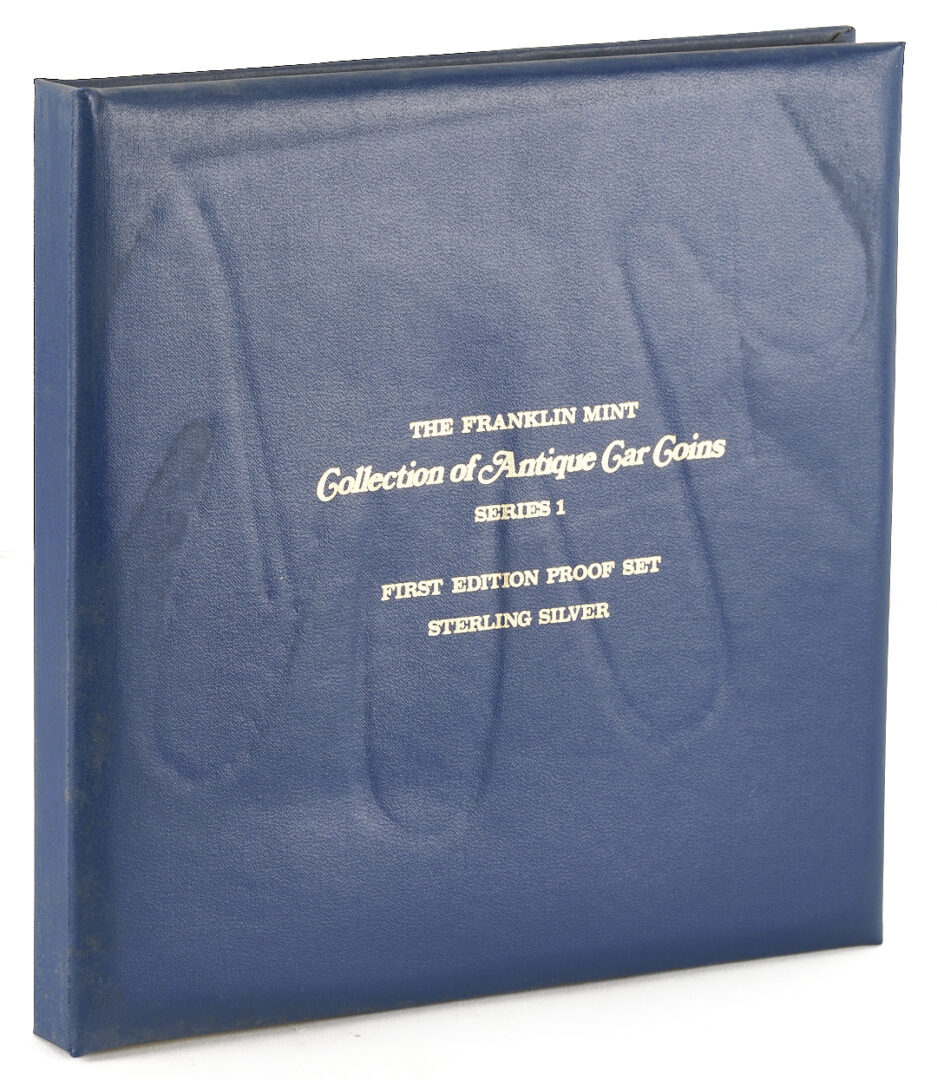 Lot 1294: 2 Franklin Mint Antique Car Sterling Silver Medallion Albums, 12 oz.