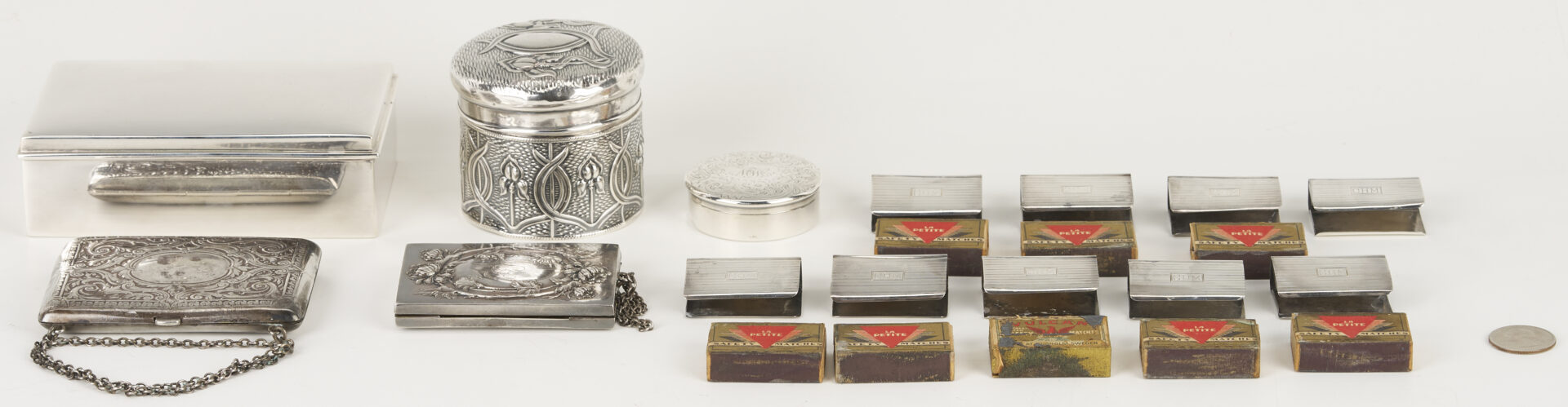 Lot 1296: 14 Assorted Sterling Silver Boxes and Cases