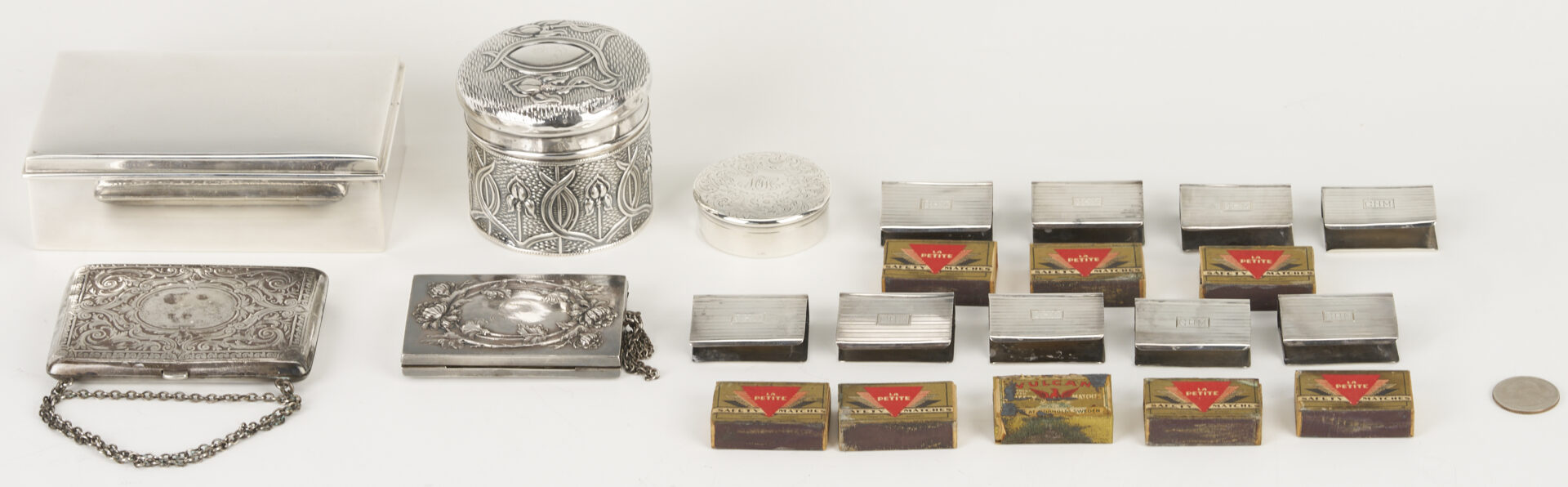 Lot 1296: 14 Assorted Sterling Silver Boxes and Cases