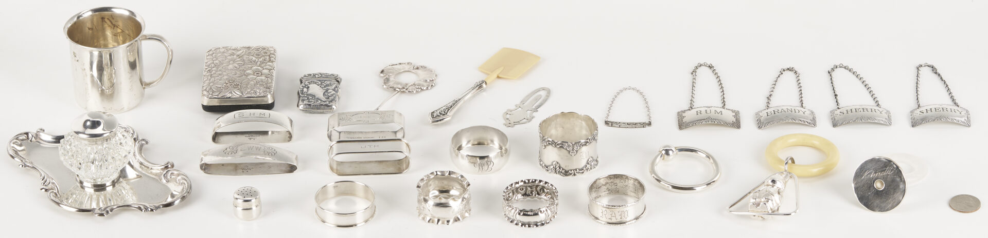Lot 1298: 25 silver Novelty Items including Baby Silver