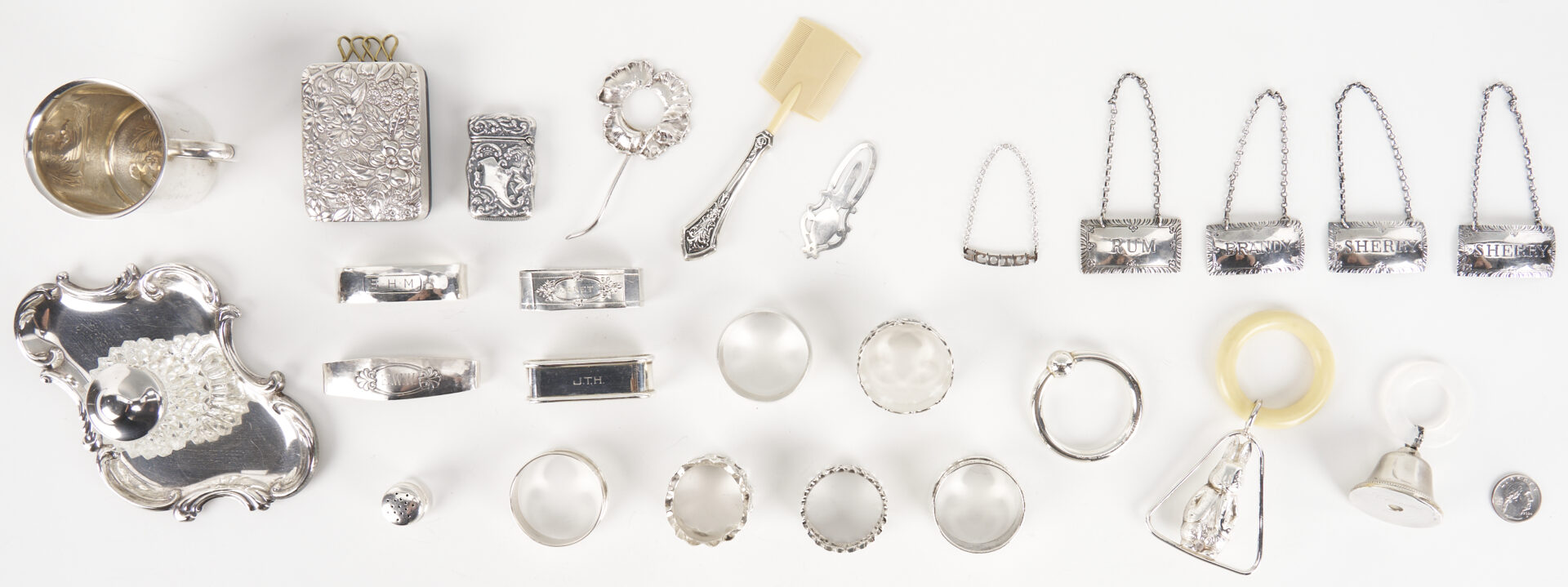 Lot 1298: 25 silver Novelty Items including Baby Silver