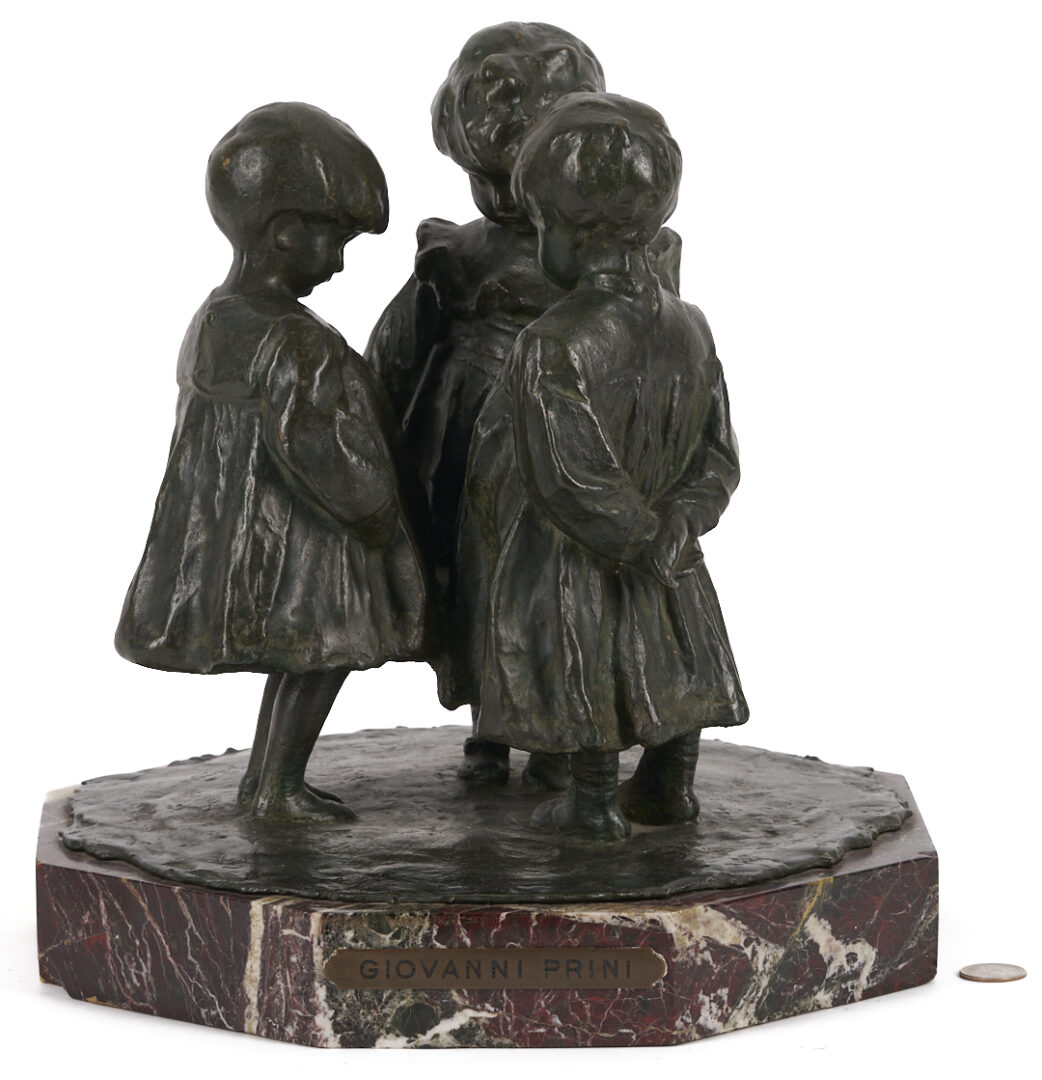Lot 129: Giovanni Prini Bronze Sculpture, Three Children