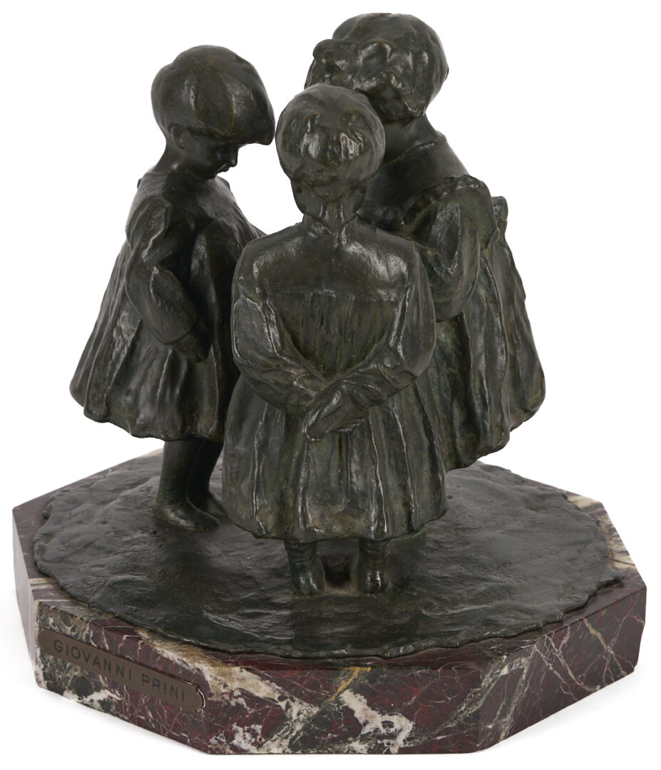 Lot 129: Giovanni Prini Bronze Sculpture, Three Children