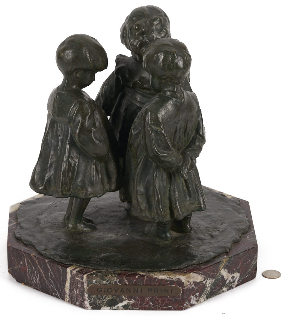 Lot 129: Giovanni Prini Bronze Sculpture, Three Children