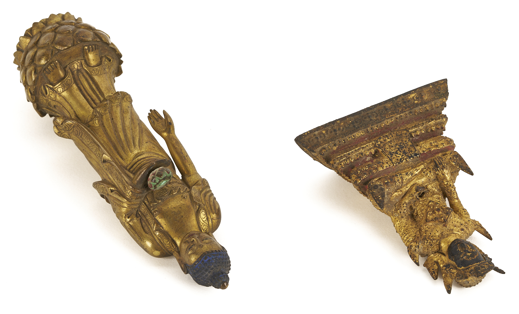 Lot 12: Two Small Gilt Buddha Figures
