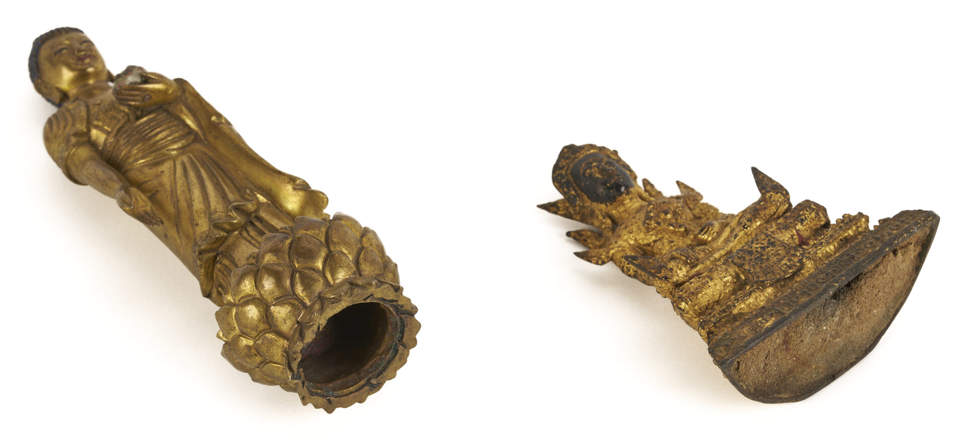 Lot 12: Two Small Gilt Buddha Figures