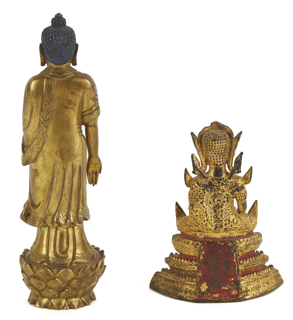 Lot 12: Two Small Gilt Buddha Figures