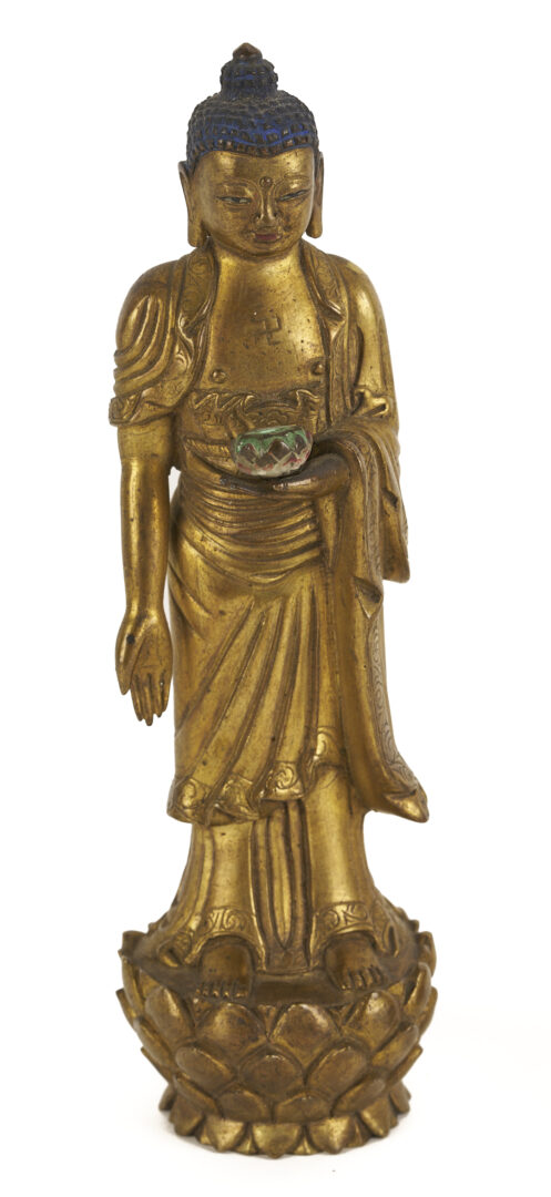 Lot 12: Two Small Gilt Buddha Figures