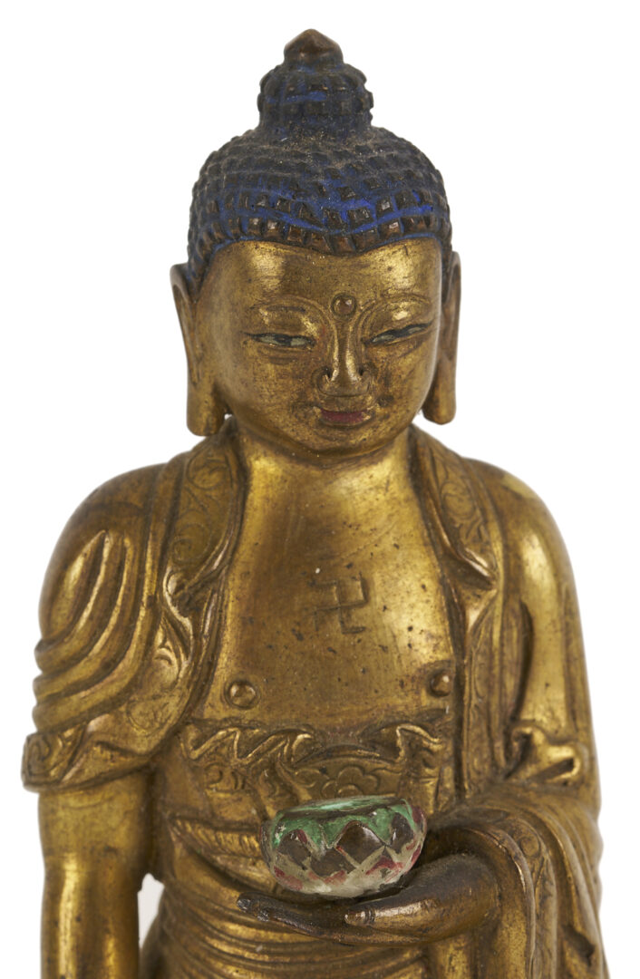 Lot 12: Two Small Gilt Buddha Figures