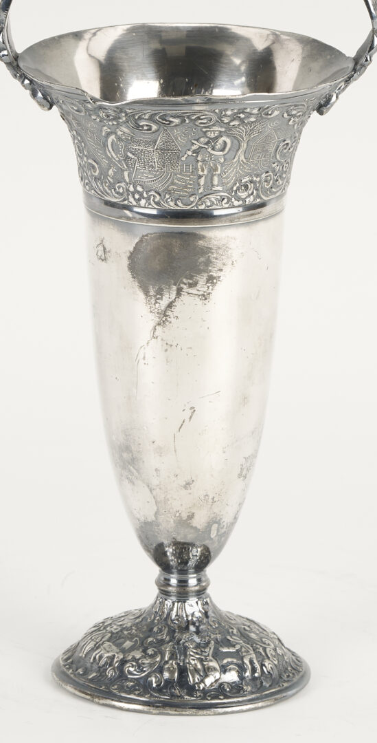 Lot 1300: Gorham Sterling 8 in. Bowl plus Victorian Silverplated Vase