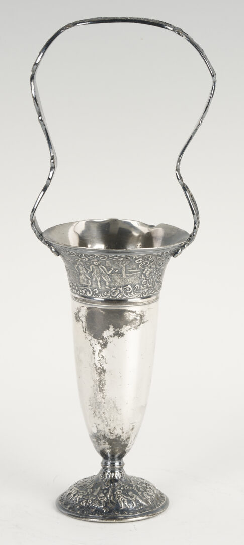 Lot 1300: Gorham Sterling 8 in. Bowl plus Victorian Silverplated Vase