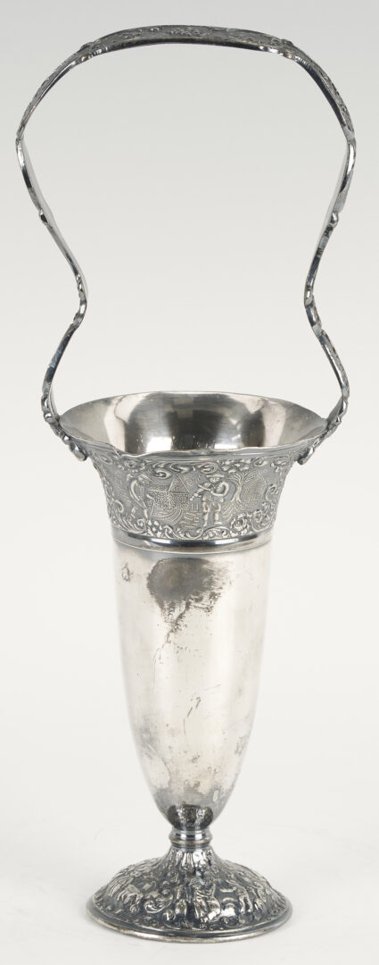 Lot 1300: Gorham Sterling 8 in. Bowl plus Victorian Silverplated Vase