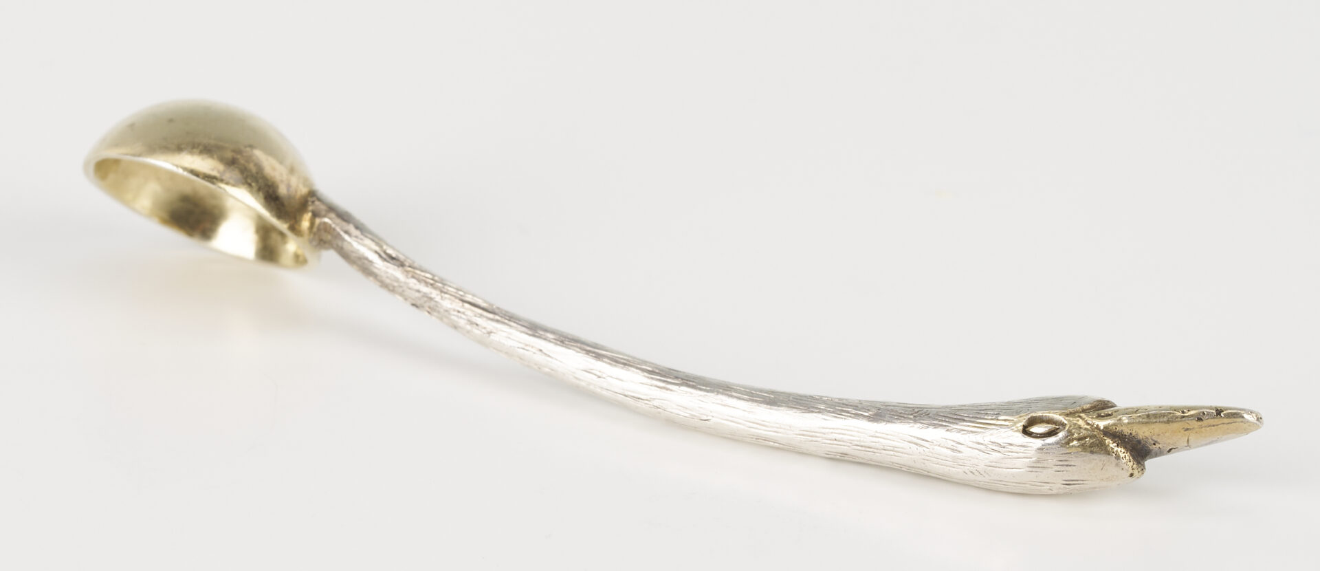 Lot 1301: Pair Jose Marmolejo Tane Silver Swan Salts and Spoon