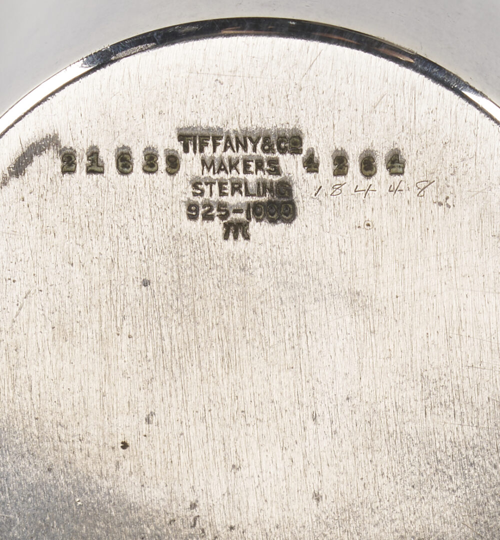 Lot 1304: Antique Tiffany Sterling Cigar Tube, Perfume Flask, Match Safe, Pen holder