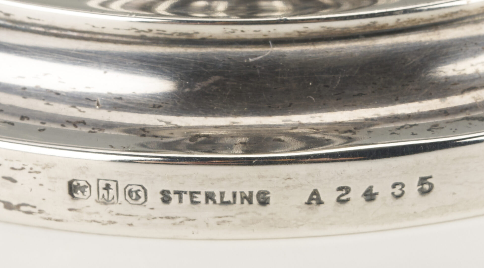 Lot 1307: Hanau Bowl, 2 Sterling Candlesticks, 2 Victorian S/P Napkin Rings