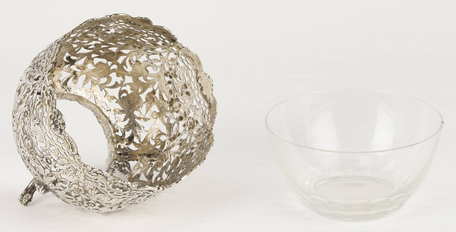 Lot 1307: Hanau Bowl, 2 Sterling Candlesticks, 2 Victorian S/P Napkin Rings