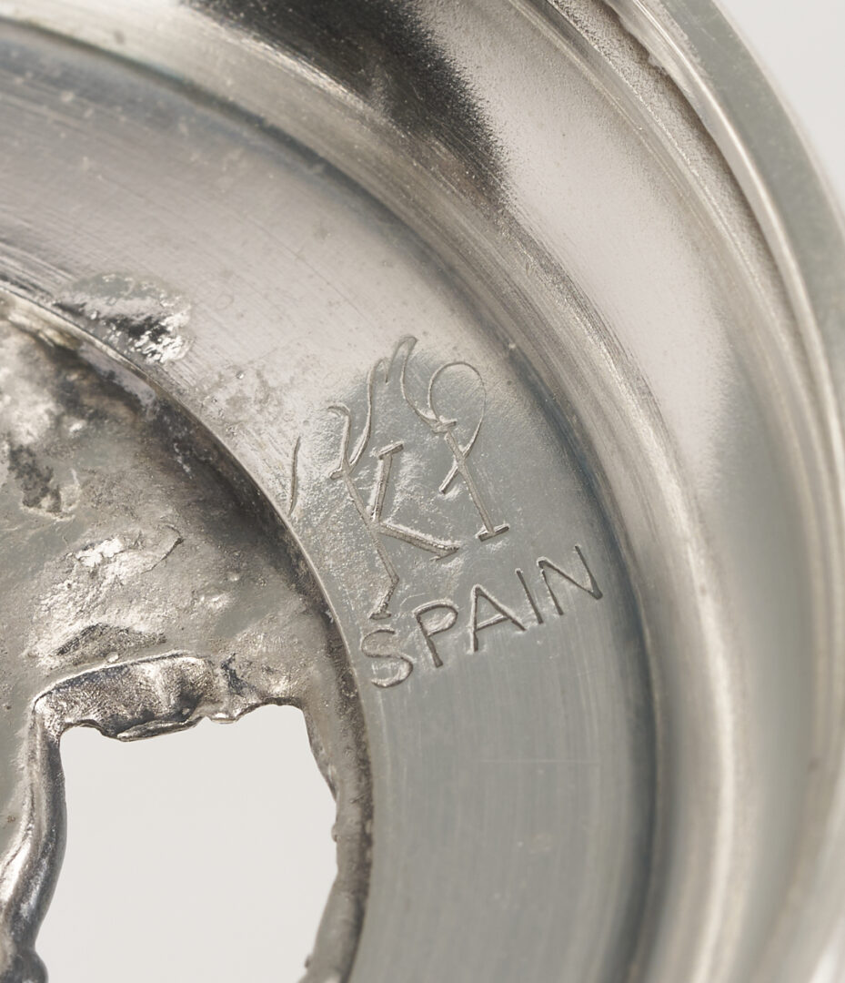 Lot 1308: 9 Bar Items: Wine Coaster Wagon, 6 Goblets, 2 Decanters