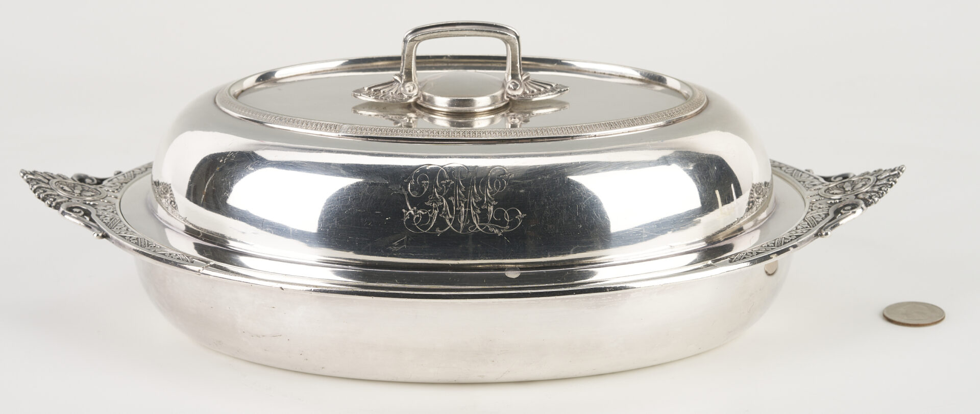 Lot 1309: 6 Silver items incl. Tiffany Silverplated Entree Dish