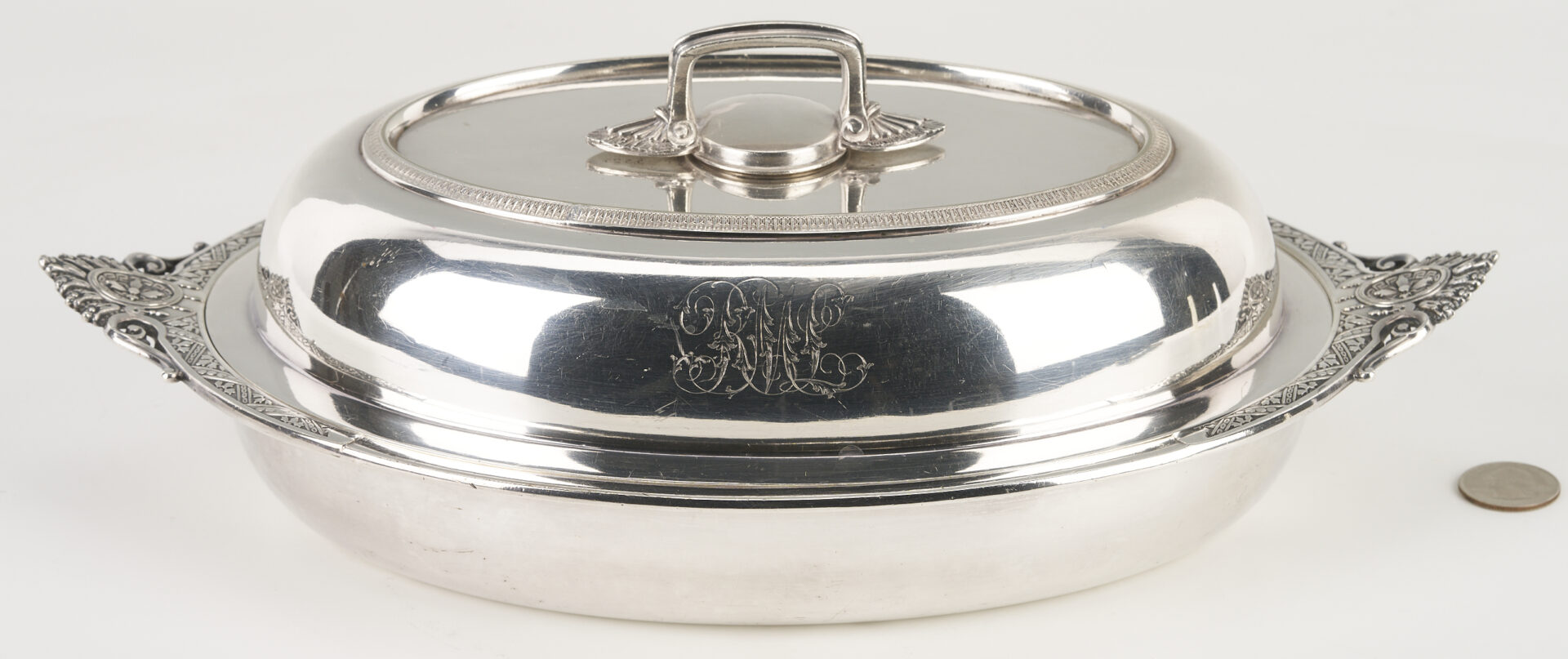 Lot 1309: 6 Silver items incl. Tiffany Silverplated Entree Dish