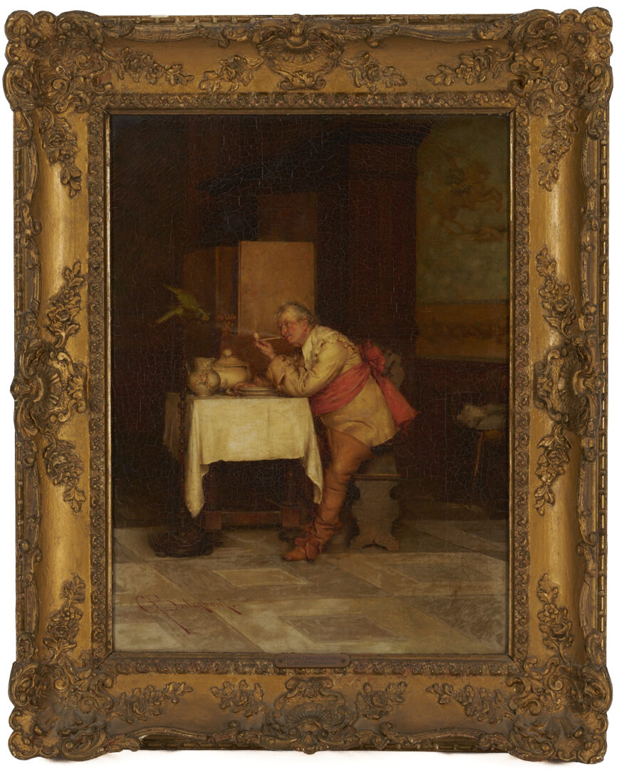 Lot 130: Giuseppe Bortignoni O/C Painting, Good Companions