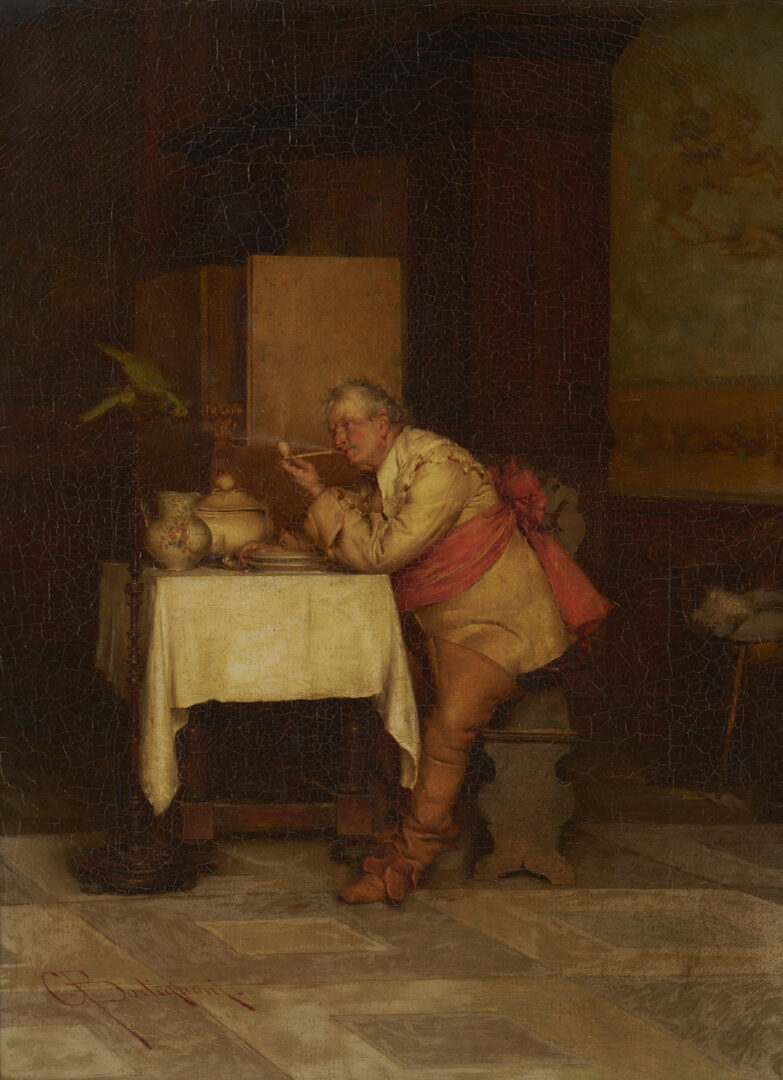 Lot 130: Giuseppe Bortignoni O/C Painting, Good Companions