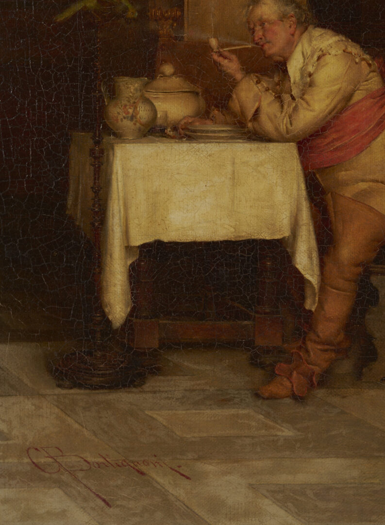 Lot 130: Giuseppe Bortignoni O/C Painting, Good Companions