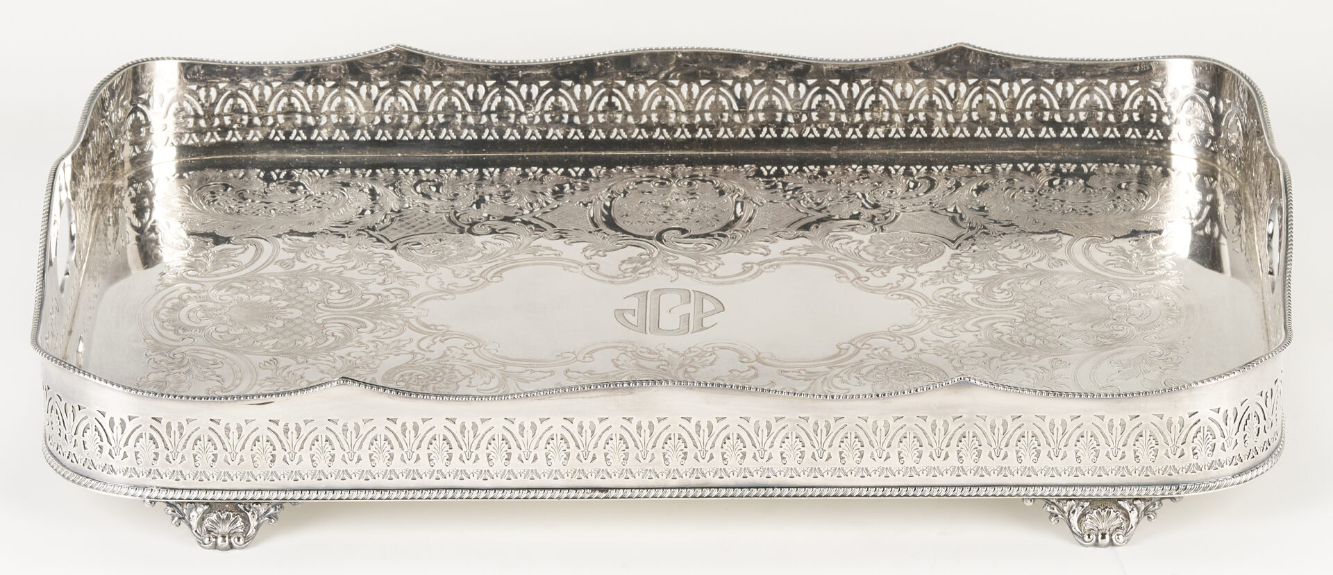 Lot 1310: Sterling and Crystal Ewer plus S/P Gallery Tray