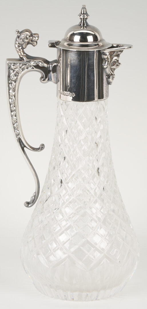 Lot 1310: Sterling and Crystal Ewer plus S/P Gallery Tray