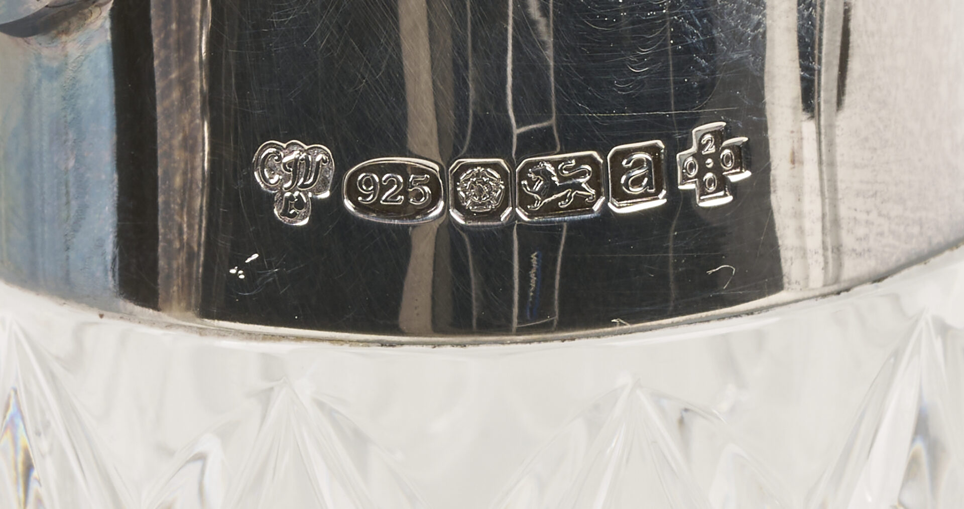 Lot 1310: Sterling and Crystal Ewer plus S/P Gallery Tray