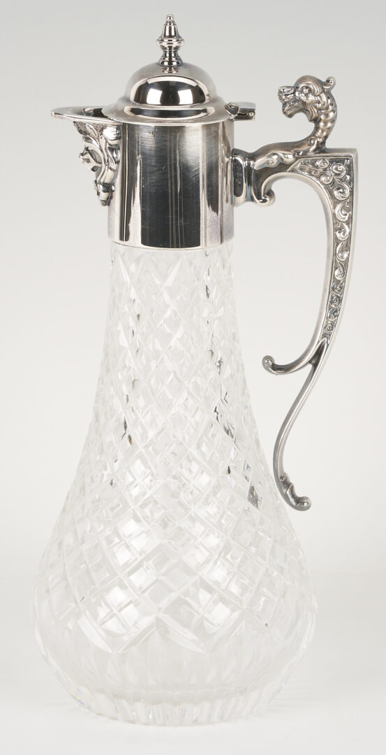 Lot 1310: Sterling and Crystal Ewer plus S/P Gallery Tray