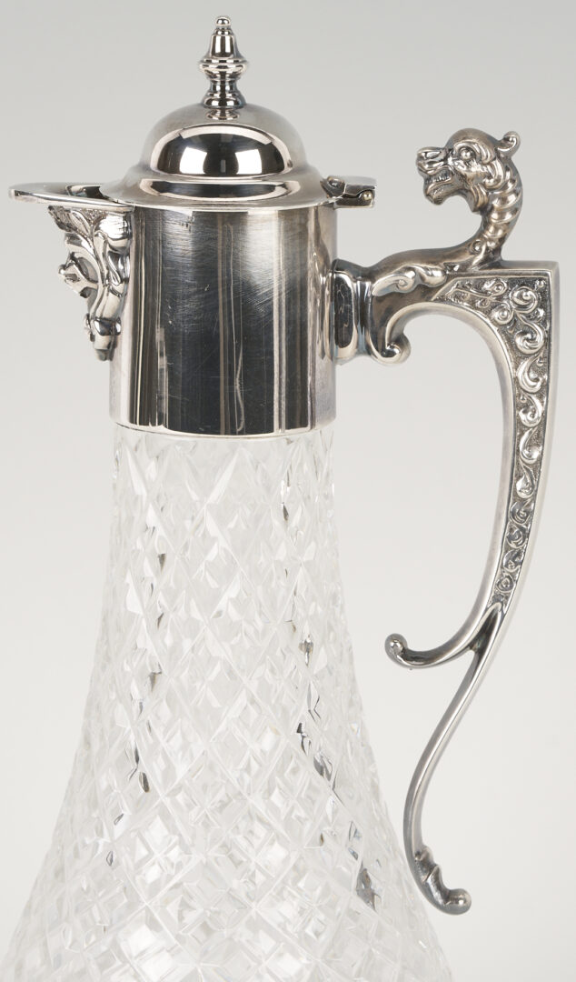 Lot 1310: Sterling and Crystal Ewer plus S/P Gallery Tray