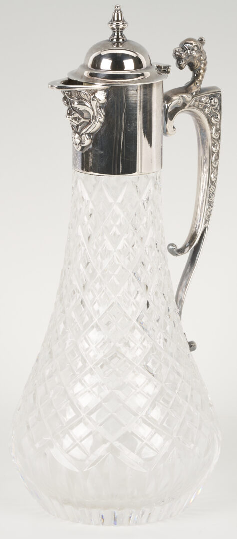 Lot 1310: Sterling and Crystal Ewer plus S/P Gallery Tray