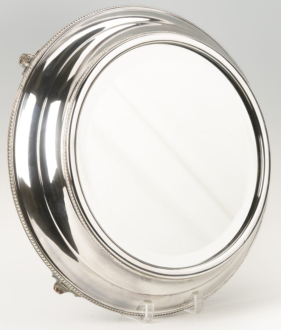 Lot 1311: Round Mirrored Silverplated Plateau