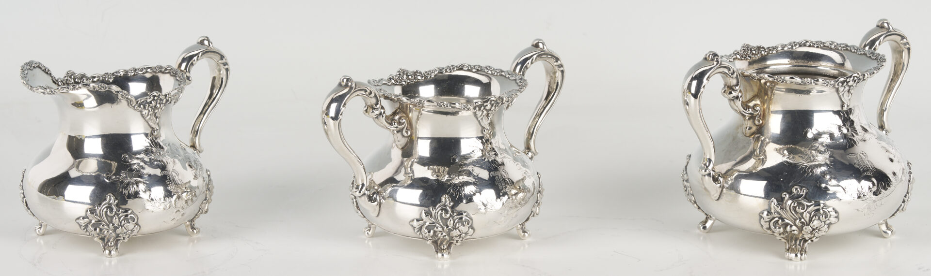 Lot 1313: 5 Piece Pairpoint Silverplated Tea Service Plus Alpadur Silverplate Mirror
