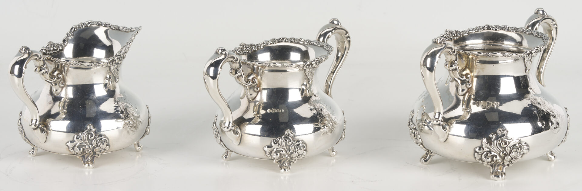 Lot 1313: 5 Piece Pairpoint Silverplated Tea Service Plus Alpadur Silverplate Mirror