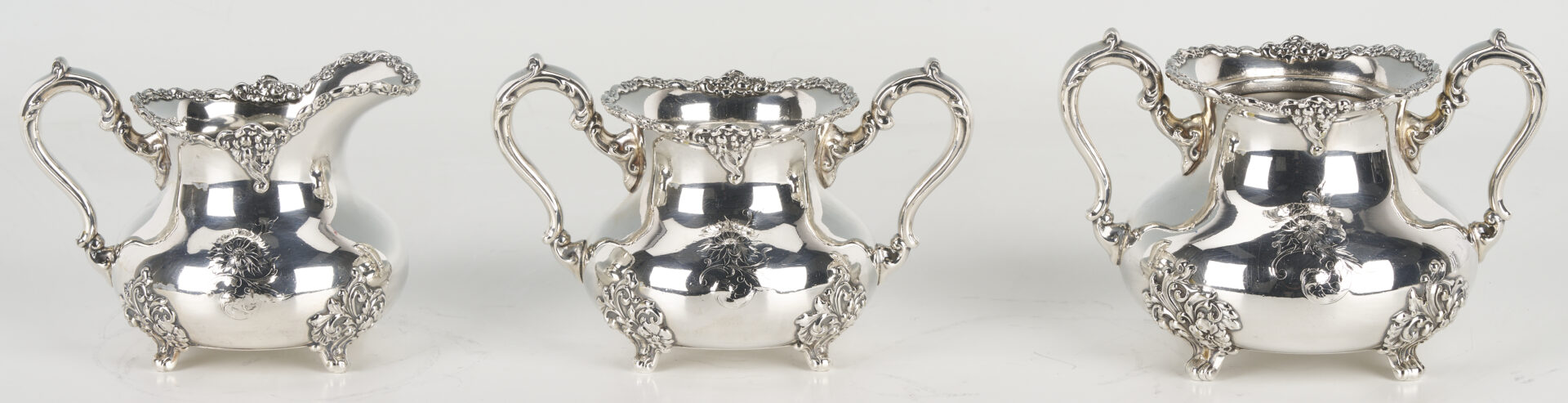 Lot 1313: 5 Piece Pairpoint Silverplated Tea Service Plus Alpadur Silverplate Mirror