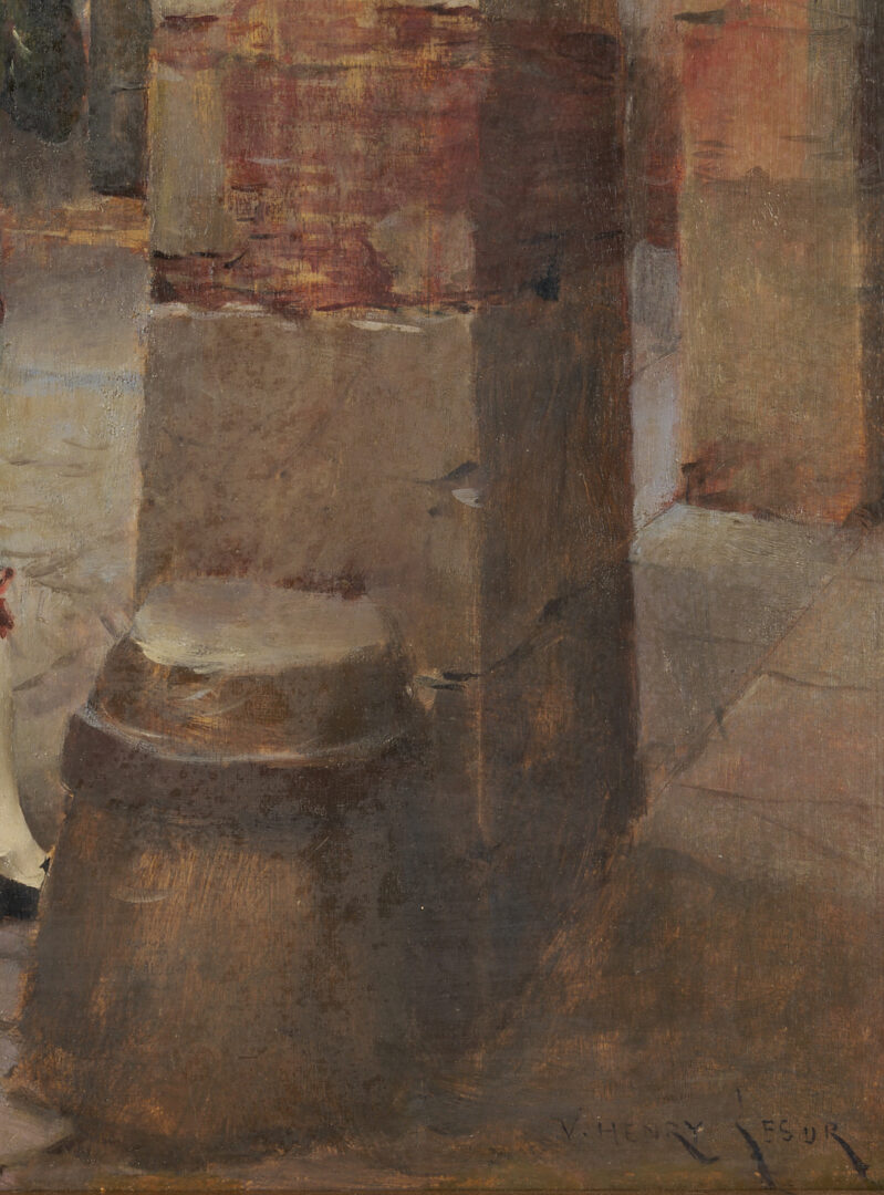 Lot 131: Henri Victor Lesur Oil Painting, French Street Scene