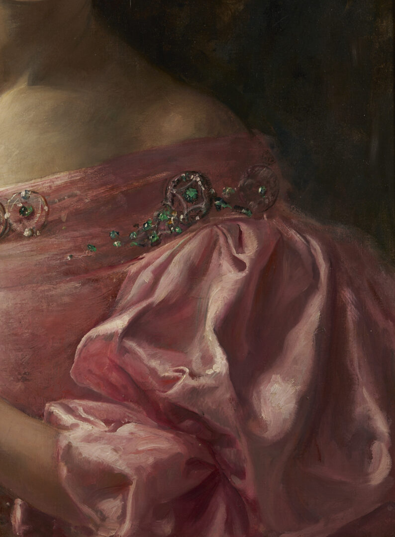 Lot 132: Paul Antoine De La Boulaye, Portrait of Woman in Pink Dress