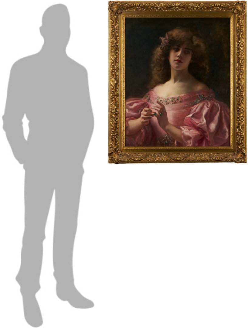 Lot 132: Paul Antoine De La Boulaye, Portrait of Woman in Pink Dress
