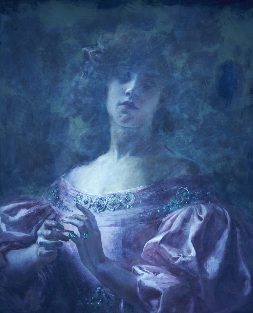 Lot 132: Paul Antoine De La Boulaye, Portrait of Woman in Pink Dress