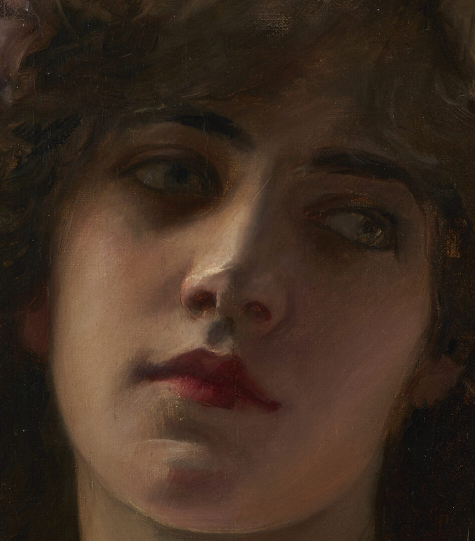 Lot 132: Paul Antoine De La Boulaye, Portrait of Woman in Pink Dress