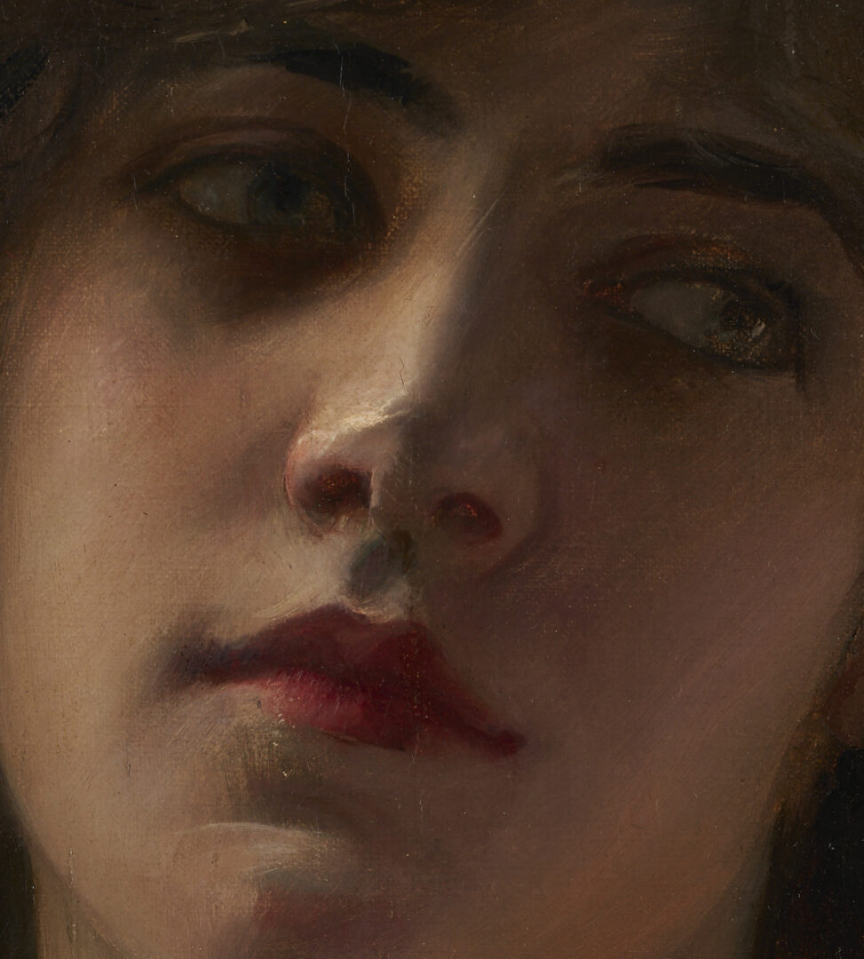 Lot 132: Paul Antoine De La Boulaye, Portrait of Woman in Pink Dress