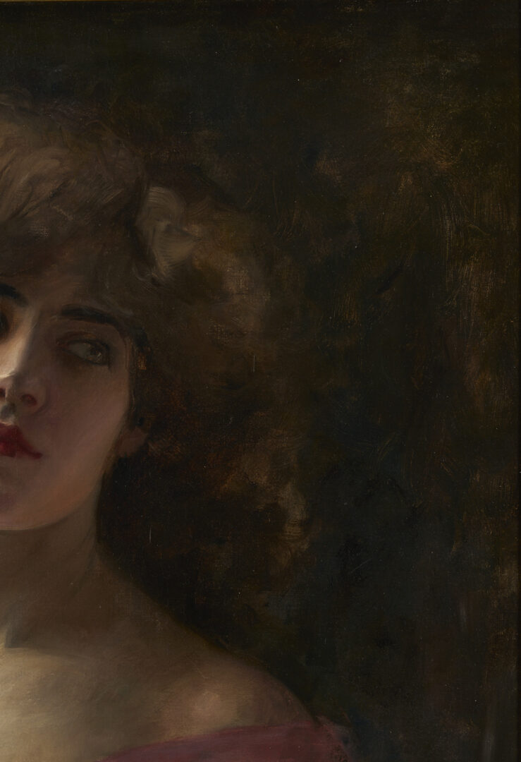 Lot 132: Paul Antoine De La Boulaye, Portrait of Woman in Pink Dress