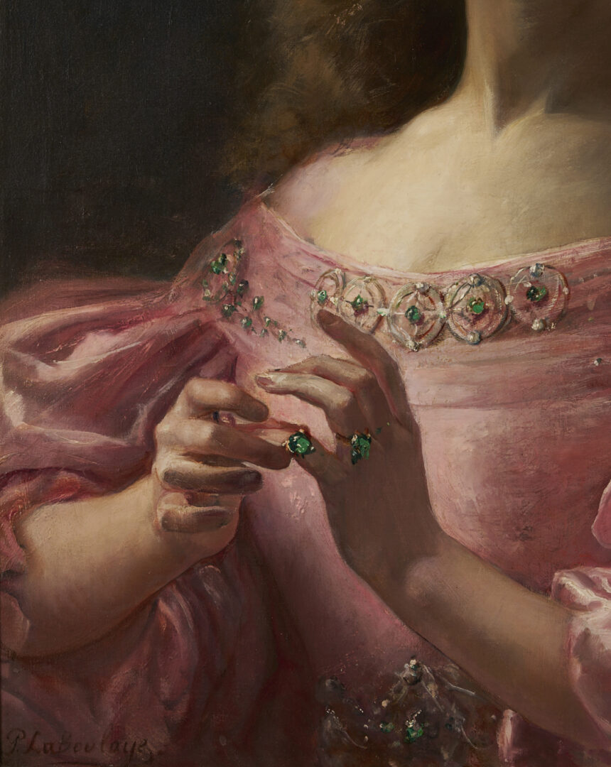 Lot 132: Paul Antoine De La Boulaye, Portrait of Woman in Pink Dress