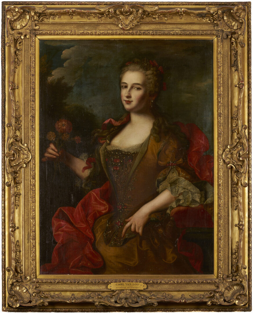 Lot 133: 18th C. Portrait Attrib. Van Loo, Duchesse de Luynes