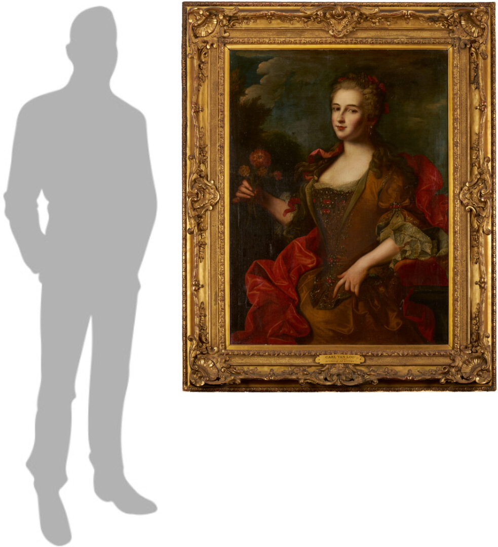 Lot 133: 18th C. Portrait Attrib. Van Loo, Duchesse de Luynes