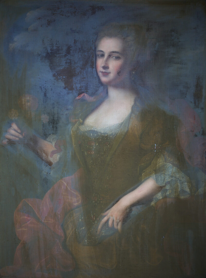 Lot 133: 18th C. Portrait Attrib. Van Loo, Duchesse de Luynes