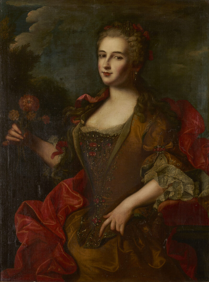 Lot 133: 18th C. Portrait Attrib. Van Loo, Duchesse de Luynes