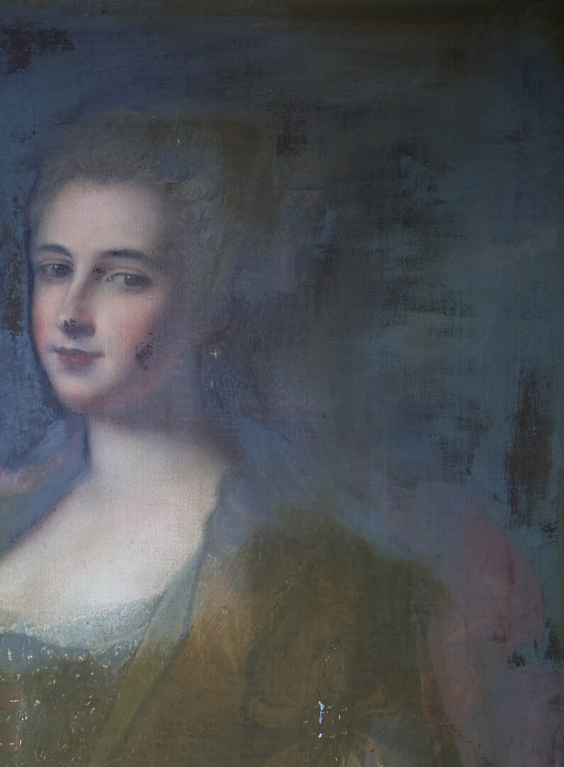 Lot 133: 18th C. Portrait Attrib. Van Loo, Duchesse de Luynes